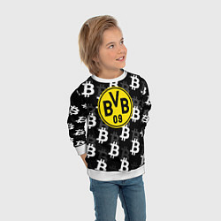 Свитшот детский Borussia биткоин паттерн, цвет: 3D-белый — фото 2