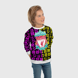 Свитшот детский Ливерпуль японские символы паттерн, цвет: 3D-белый — фото 2