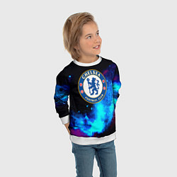 Свитшот детский Челси неоновый космос, цвет: 3D-белый — фото 2