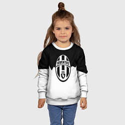 Свитшот детский Ювентус черно белая геометрия, цвет: 3D-белый — фото 2