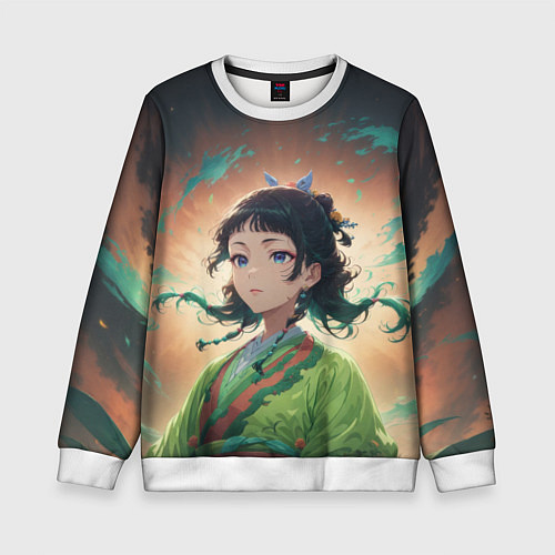 Детский свитшот Маомао на фоне облаков / 3D-Белый – фото 1