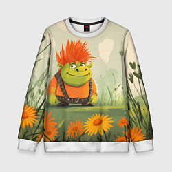 Свитшот детский Маленький Шрек с рыжими волосами, цвет: 3D-белый
