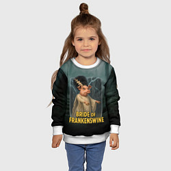 Свитшот детский Франкенштейн свинья невеста, цвет: 3D-белый — фото 2