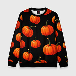 Свитшот детский Тыковки на хеллоуин паттерн, цвет: 3D-черный