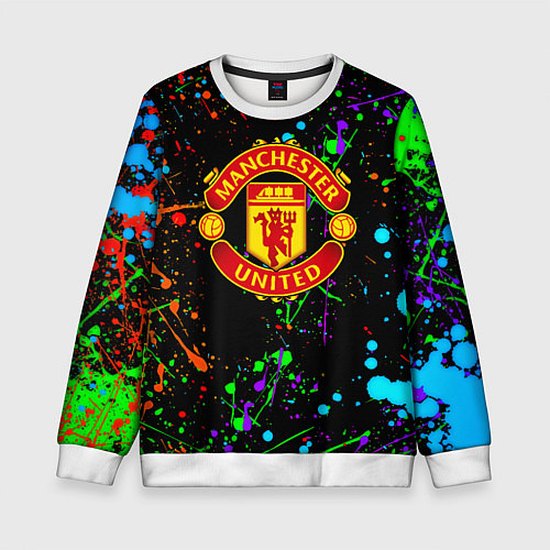 Детский свитшот Манчестер Юнайтед неоновые краски / 3D-Белый – фото 1