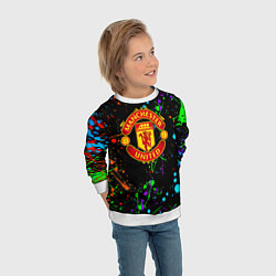 Свитшот детский Манчестер Юнайтед неоновые краски, цвет: 3D-белый — фото 2