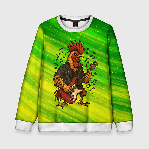 Детский свитшот Петух гитарист / 3D-Белый – фото 1