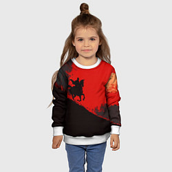 Свитшот детский Лошадь скачет на красном фоне, цвет: 3D-белый — фото 2