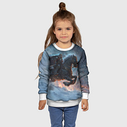 Свитшот детский Всадник на лошади в снежную бурю, цвет: 3D-белый — фото 2