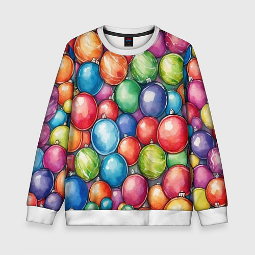 Детский свитшот Россыпь новогодних шаров / 3D-Белый – фото 1