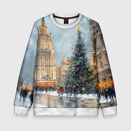 Детский свитшот Новогодняя Москва / 3D-Белый – фото 1