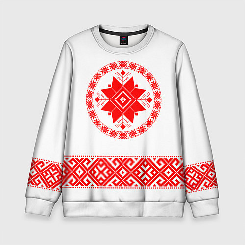 Детский свитшот Славянская вышиванка узорная / 3D-Белый – фото 1