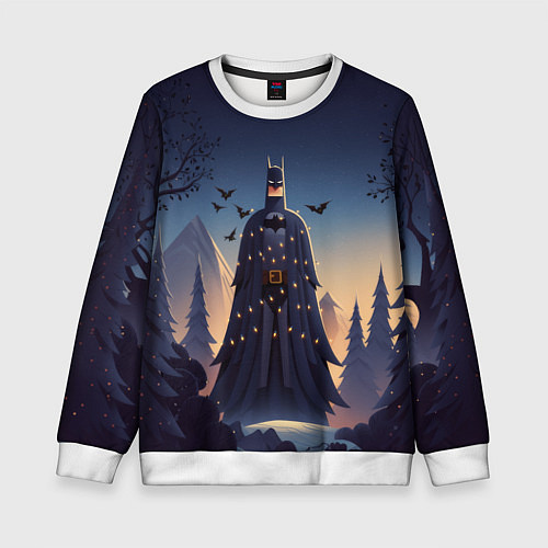 Детский свитшот Новогодний Бэтмен / 3D-Белый – фото 1