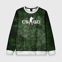 Свитшот детский Эмблема CS GO на камуфляжном фоне, цвет: 3D-белый