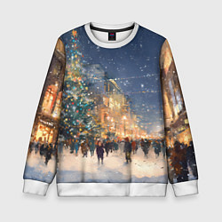 Свитшот детский Новый год в Москве новогодняя елка, цвет: 3D-белый