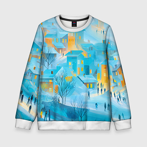 Детский свитшот Новогодние Московские домики / 3D-Белый – фото 1