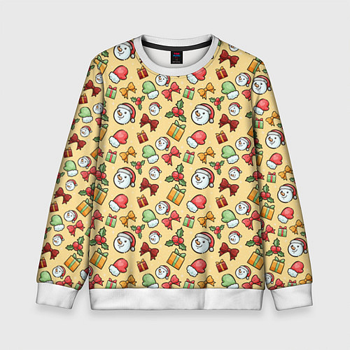 Детский свитшот Новогодний паттерн / 3D-Белый – фото 1