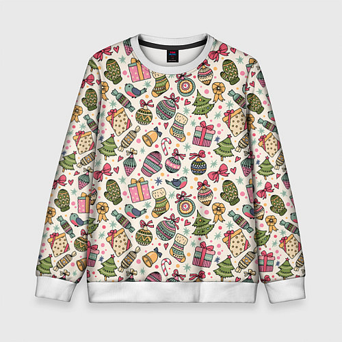 Детский свитшот Новогодний паттерн / 3D-Белый – фото 1