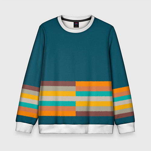 Детский свитшот Индиго и шумовой градиент заката с текстурой / 3D-Белый – фото 1