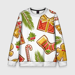Свитшот детский Рождественский вайб, цвет: 3D-белый
