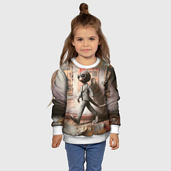 Свитшот детский Пришелец в костюме в полосочку, цвет: 3D-белый — фото 2