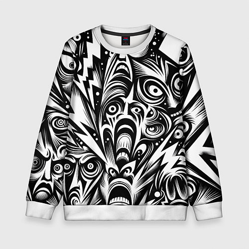 Детский свитшот Lightnings and faces - ai art fantasy / 3D-Белый – фото 1