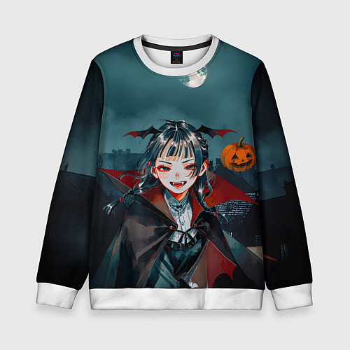 Детский свитшот Вампирша МаоМао - Монолог Фармацевта аниме Хэллоуи / 3D-Белый – фото 1