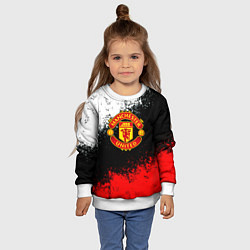 Свитшот детский Манчестер Юнайтед краски всплеск, цвет: 3D-белый — фото 2