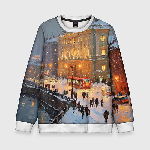Детский свитшот Предновогодний Санкт-Петербург / 3D-Белый – фото 1