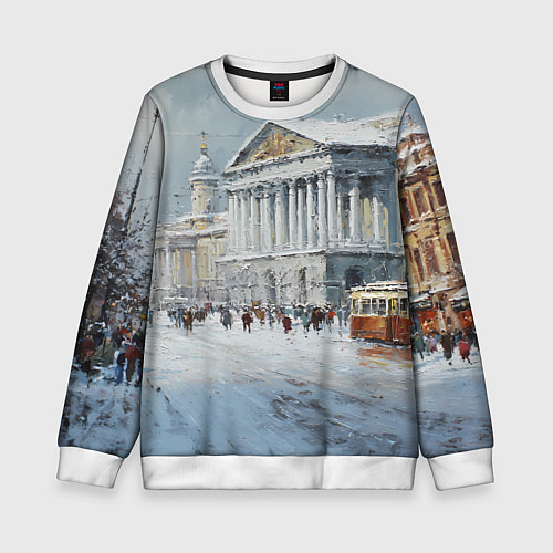 Детский свитшот Зимний Питер красками / 3D-Белый – фото 1
