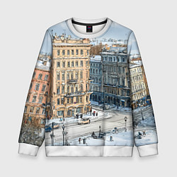 Свитшот детский Зимняя улица Питера, цвет: 3D-белый