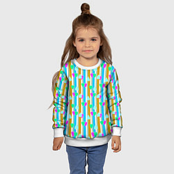Свитшот детский Полосатый с сердечками ретро в горошек, цвет: 3D-белый — фото 2