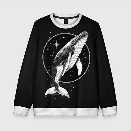 Детский свитшот Кит в звездном ореоле / 3D-Белый – фото 1