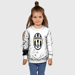 Свитшот детский Ювентус черные краски всплеск, цвет: 3D-белый — фото 2