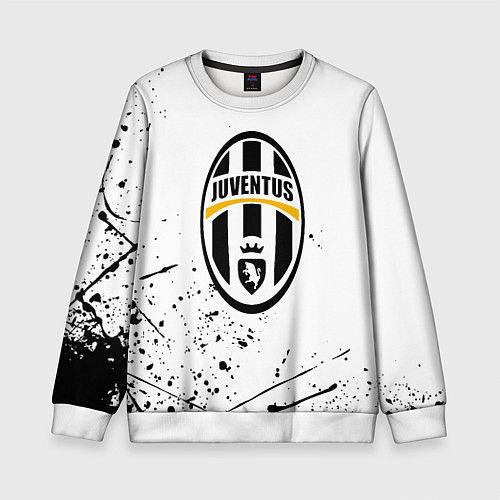 Детский свитшот Ювентус черные краски всплеск / 3D-Белый – фото 1