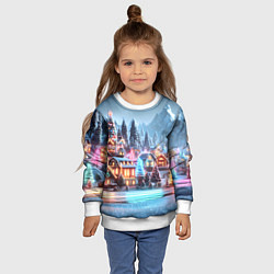 Свитшот детский Городок в новогодних огоньках, цвет: 3D-белый — фото 2