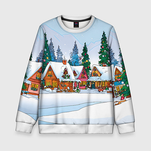 Детский свитшот Новогодник дворик / 3D-Белый – фото 1