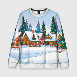 Свитшот детский Новогодник дворик, цвет: 3D-белый