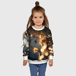 Свитшот детский Лошадка под новогодней елкой, цвет: 3D-белый — фото 2