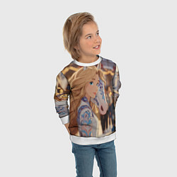 Свитшот детский Блондинка с новогодней лошадкой, цвет: 3D-белый — фото 2