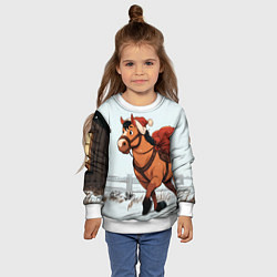 Свитшот детский Лошадка везет новогодние подарки, цвет: 3D-белый — фото 2