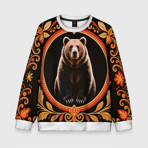 Детский свитшот Медведь в орнаменте / 3D-Белый – фото 1