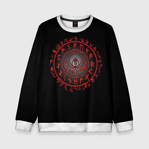 Детский свитшот Орнамент рунных символов / 3D-Белый – фото 1