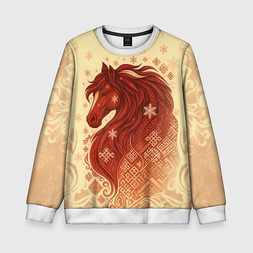 Детский свитшот Славянский конь / 3D-Белый – фото 1