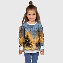 Свитшот детский Новый год в старом уютном городе, цвет: 3D-белый — фото 2