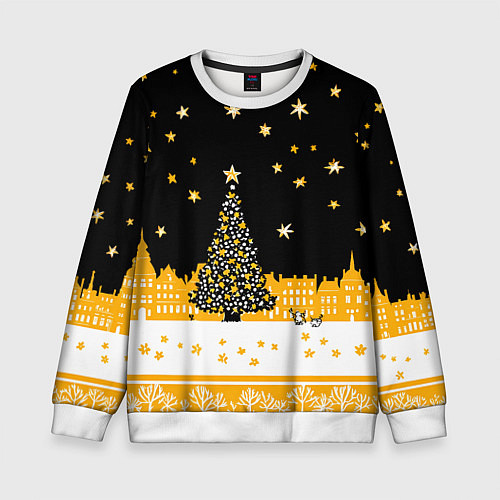 Детский свитшот Новый год в черно-желтом стиле / 3D-Белый – фото 1