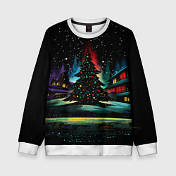 Детский свитшот Новый год на черном фоне