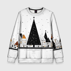 Свитшот детский Новый год - минимализм, цвет: 3D-белый