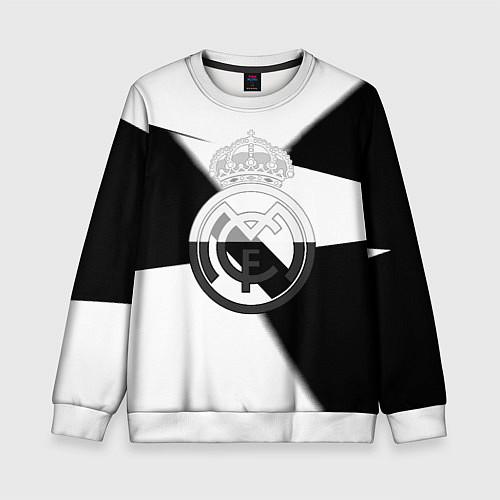 Детский свитшот Реал Мадрид геометрия полосы / 3D-Белый – фото 1