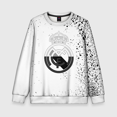 Детский свитшот Реал Мадрид черно белые краски / 3D-Белый – фото 1